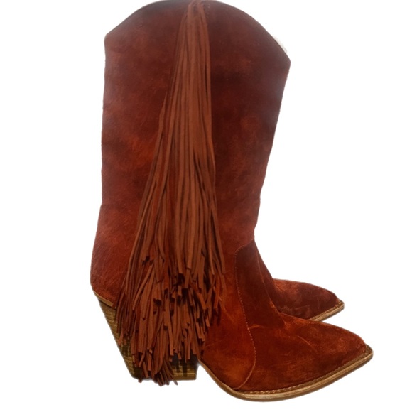 Jeffrey Campbell Orville Suede Fringe Boot SZ 9.5 - Picture 4 of 9